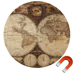 Vintage World Map Round Car Magnet - 10"