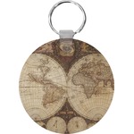 Vintage World Map Round Plastic Keychain