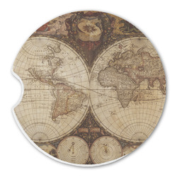 Vintage World Map Sandstone Car Coaster - Single