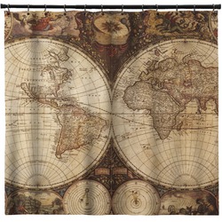 Vintage World Map Shower Curtain - 71" x 74"