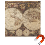 Vintage World Map Square Car Magnet - 10"