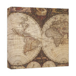 Vintage World Map Canvas Print - 12x12