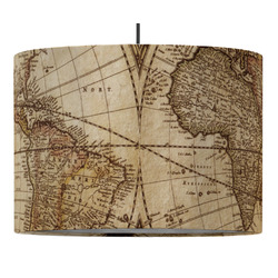 Vintage World Map 16" Drum Pendant Lamp - Fabric