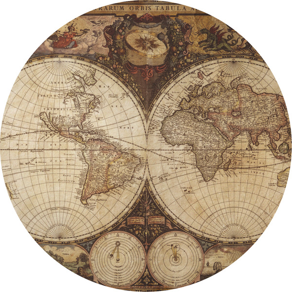 Custom Vintage World Map Multipurpose Round Labels - 5"