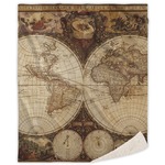 Vintage World Map Sherpa Throw Blanket