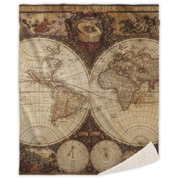 Vintage World Map Sherpa Throw Blanket - 60"x80"