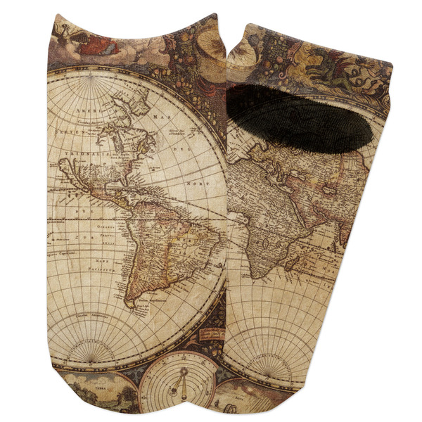 Custom Vintage World Map Adult Ankle Socks