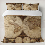 Vintage World Map Duvet Cover Set - King