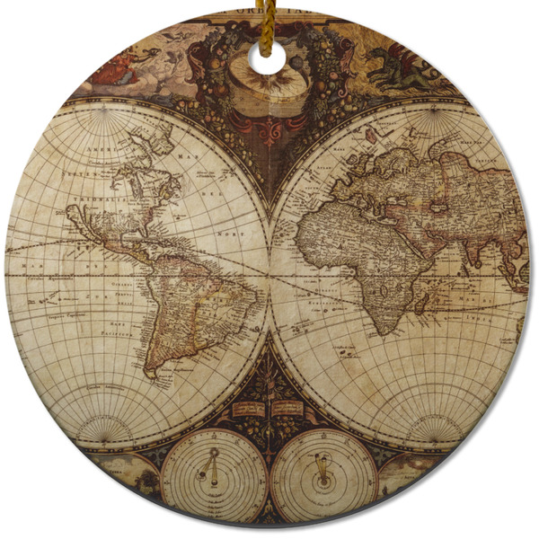 Custom Vintage World Map Round Ceramic Ornament