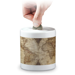 Vintage World Map Coin Bank
