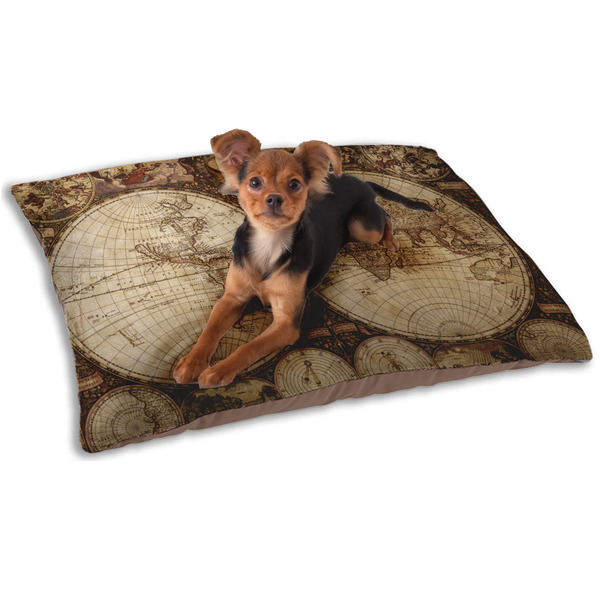 Custom Vintage World Map Dog Bed - Small