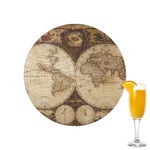 Vintage World Map Printed Drink Topper - 2.15"