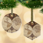 Vintage World Map Flat Glass Ornament