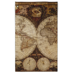 Vintage World Map Golf Towel - Poly-Cotton Blend - Large