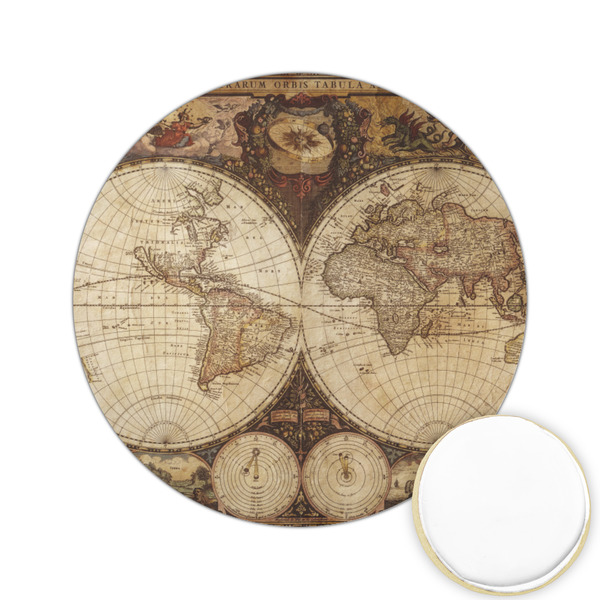 Custom Vintage World Map Printed Cookie Topper - 2.15"