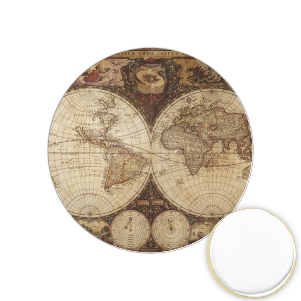 Custom Vintage World Map Printed Cookie Topper - 1.25"