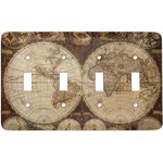 Vintage World Map Light Switch Cover (4 Toggle Plate)