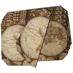 Vintage World Map Dining Table Mat - Octagon - Set of 4 (Double-SIded)