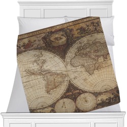 Vintage World Map Minky Blanket - 40"x30" - Double Sided