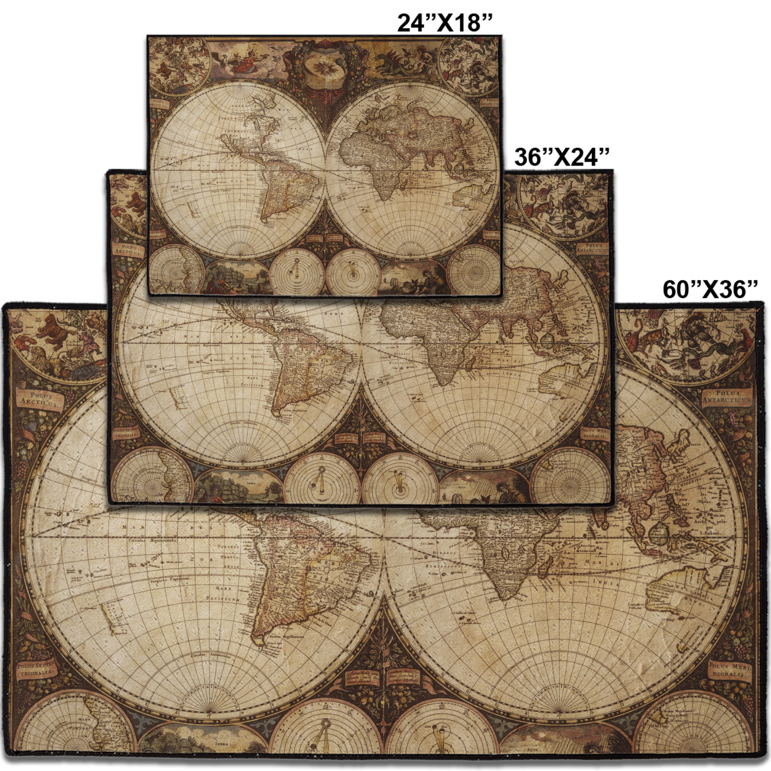 Map Doormat Globe Map of the World Door Mat Quirky 60x40cm Coir