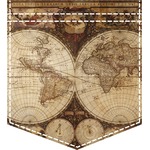 Vintage World Map Iron On Faux Pocket