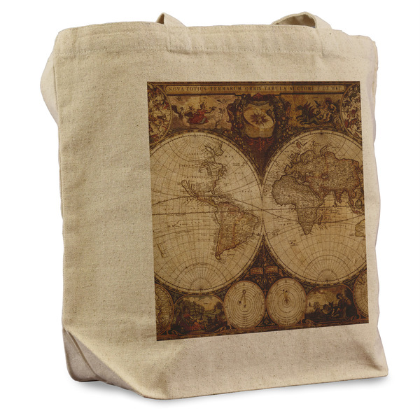 Custom Vintage World Map Reusable Cotton Grocery Bag - Single