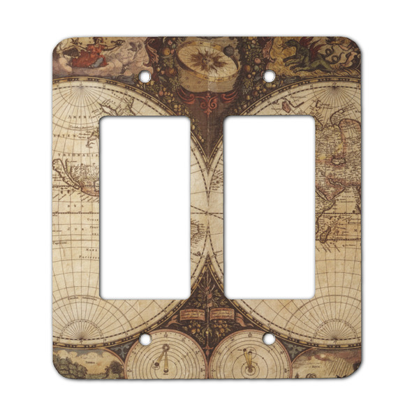 Custom Vintage World Map Rocker Style Light Switch Cover - Two Switch