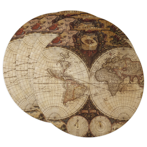 Custom Vintage World Map Round Paper Coasters