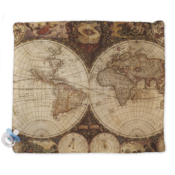 Custom Vintage World Map Security Blanket - Single Sided