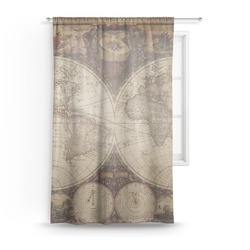 Vintage World Map Sheer Curtain