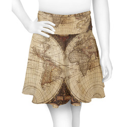 Vintage World Map Skater Skirt - Small