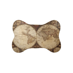 Vintage World Map Bone Shaped Dog Food Mat (Small)