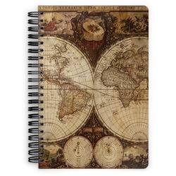 Vintage World Map Spiral Notebook - 7x10
