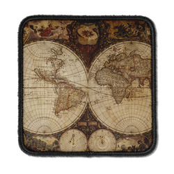 Vintage World Map Iron On Square Patch