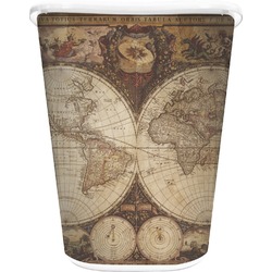 Vintage World Map Waste Basket - Double Sided (White)