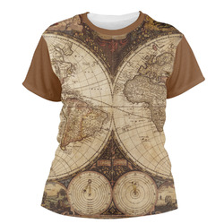 Vintage World Map Women's Crew T-Shirt - Medium