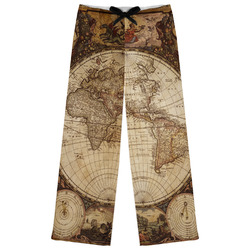 Vintage World Map Womens Pajama Pants - L