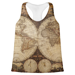 Vintage World Map Womens Racerback Tank Top - 2X Large