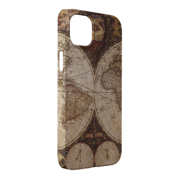 Custom Vintage World Map iPhone Case - Plastic - iPhone 14 Plus