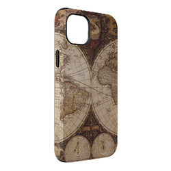 Vintage World Map iPhone Case - Rubber Lined - iPhone 14 Plus