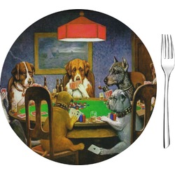 Dogs Playing Poker by C.M.Coolidge 8" Glass Appetizer / Dessert Plates - Single or Set