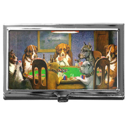 Dogs Playing Poker by C.M.Coolidge Business Card Case