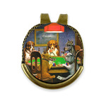 Dogs Playing Poker by C.M.Coolidge Golf Ball Marker - Hat Clip - Gold