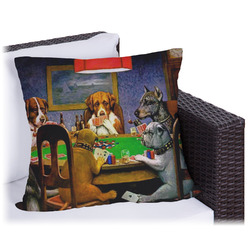 Dogs Playing Poker 1903 C.M.Coolidge Outdoor Pillow - 18"