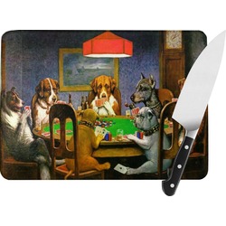 Dogs Playing Poker by C.M.Coolidge Rectangular Glass Cutting Board - Large - 15.25"x11.25"