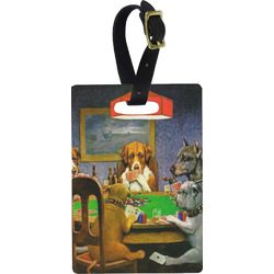 Dogs Playing Poker by C.M.Coolidge Plastic Luggage Tag - Rectangular