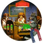 Dogs Playing Poker by C.M.Coolidge Round Fridge Magnet