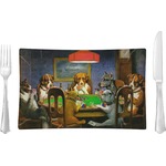 Dogs Playing Poker by C.M.Coolidge Rectangular Glass Lunch / Dinner Plate - Single or Set