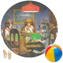 Dogs Playing Poker 1903 C.M.Coolidge Round Beach Towel