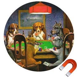 Dogs Playing Poker by C.M.Coolidge Round Car Magnet - 10"